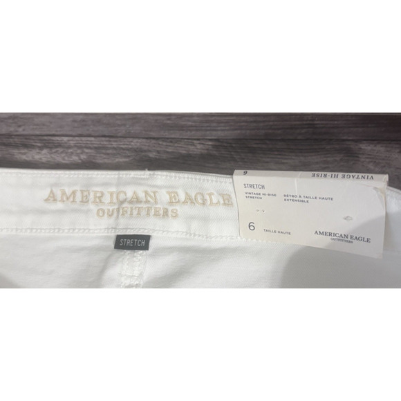 American Eagle Skirt Denim 6 White Distressed Frayed Hem Rodeo Concert Festival - Picture 7 of 8